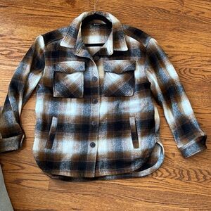 Plaid Women's Shacket in Brown, Black, and Cream